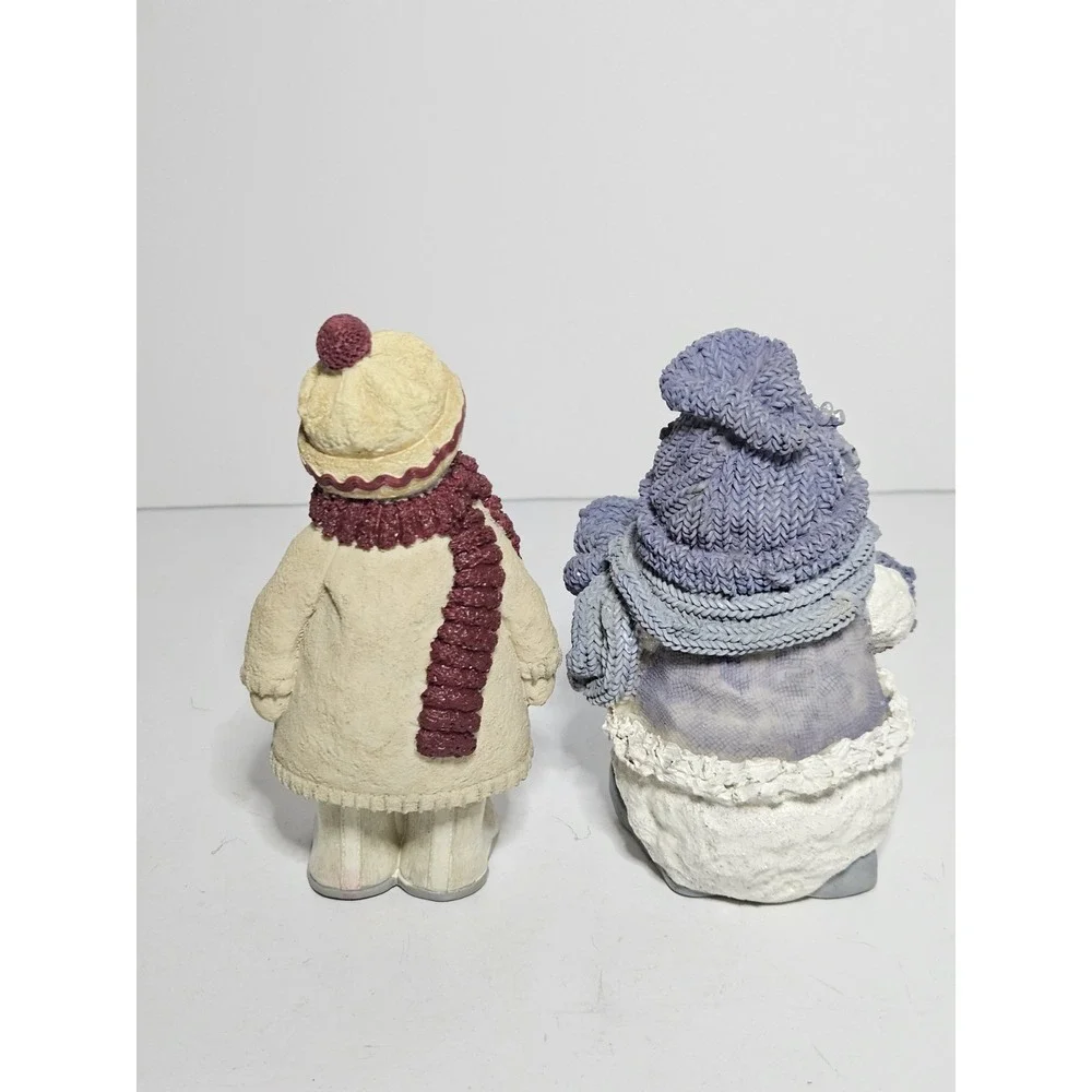 Snowman Hallmark Ragdoll Mittens & Encore Snow Buddies Resin Figurine Vtg Set